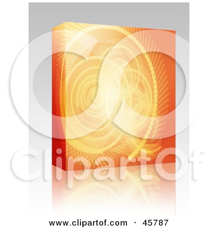 Royalty-free (RF) Clipart Illustration of a Software Or Product Box With Bright Spiraling Fractals On Orange by Kheng Guan Toh