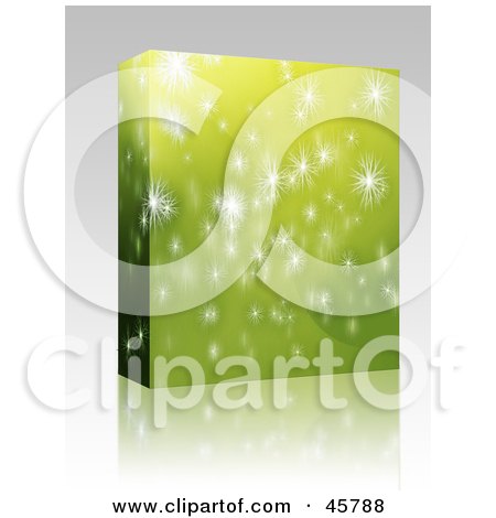 Royalty-free (RF) Clipart Illustration of a Software Or Product Box With Sparkles Or Snowflakes On Green by Kheng Guan Toh
