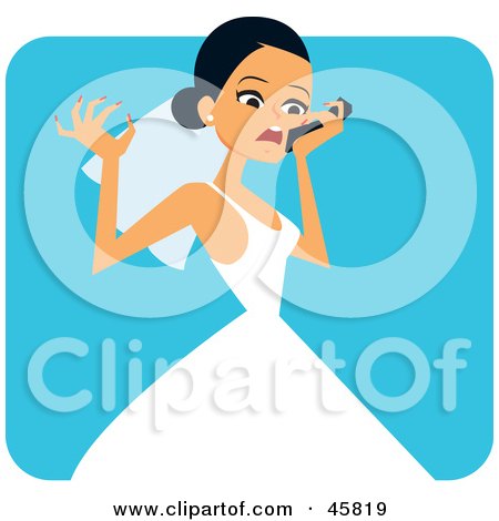 Royalty-free (RF) Clipart Illustration of a Frustrated Bride Yelling Into A Cell Phone by Monica