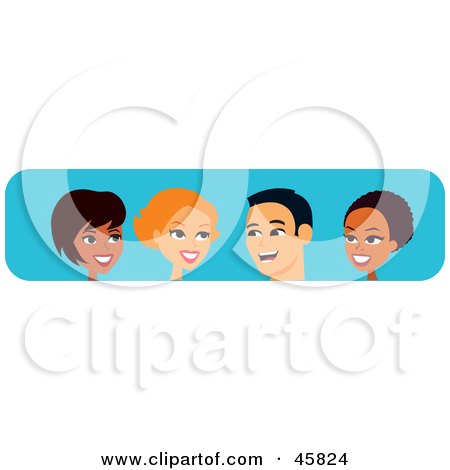 Royalty-free (RF) Clipart Illustration of Diverse Black, White And Hispanic Men And Women Chatting by Monica