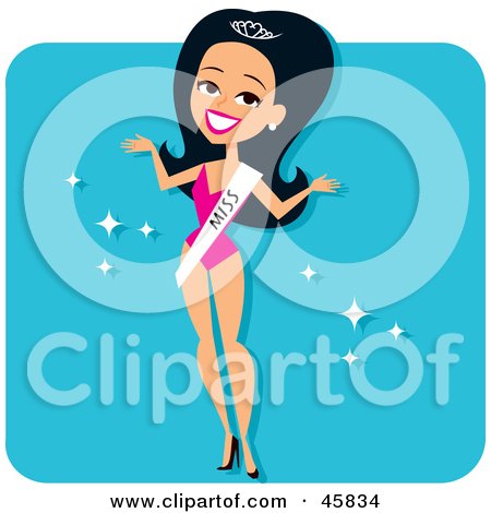 Royalty-free (RF) Clipart Illustration of a Beautiful Woman Wearing A One Piece Swimsuit In A Pageant by Monica