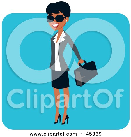 Royalty-free (RF) Clipart Illustration of a Successful Black Businesswoman Carrying A Briefcase by Monica