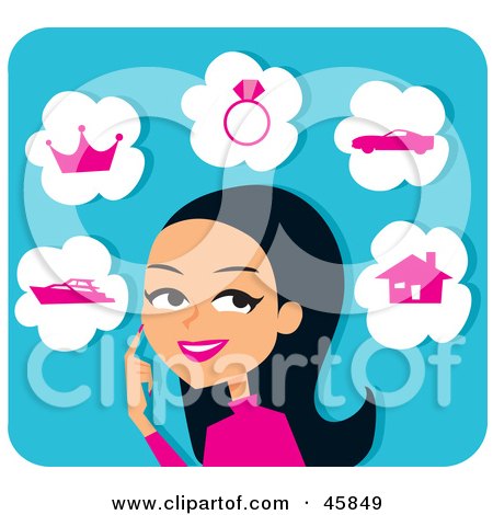 Royalty-free (RF) Clipart Illustration of a Pretty Hispanic Woman Planning Her Future by Monica