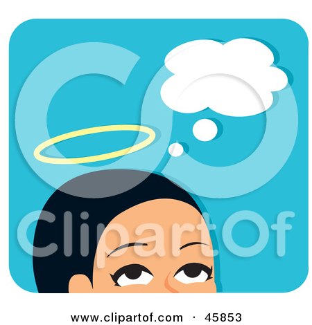 Royalty-free (RF) Clipart Illustration of an Angelic Woman Thinking Good Thoughts by Monica