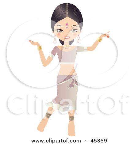 Royalty-free (RF) Clipart Illustration of a Pretty Bollywood Indian Woman Dancing by Melisende Vector