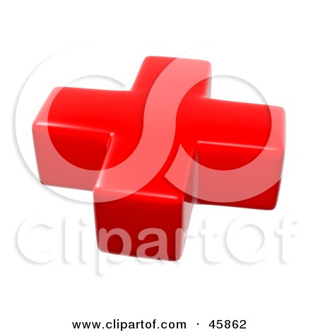 Royalty-free (RF) Clipart Illustration of a Red 3d First Aid Cross On White by ShazamImages