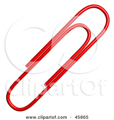 Royalty-free (RF) Clipart Illustration of a Red Paperclip in 3D by ShazamImages