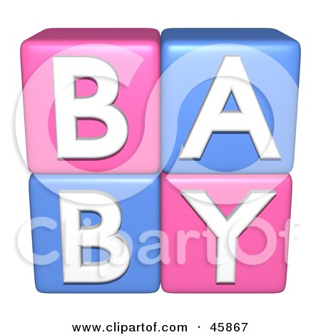 Royalty-free (RF) Clipart Illustration of Pink And Blue 3d Alphabet Blocks Spelling Out BABY by ShazamImages