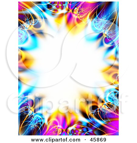 Royalty-free (RF) Clipart Illustration of a Colorful Fractal Border Around A Bright Center by ShazamImages