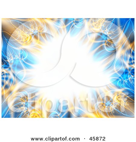 Royalty-free (RF) Clipart Illustration of a Bright Bursting Center With An Orange And Blue Fractal Border by ShazamImages