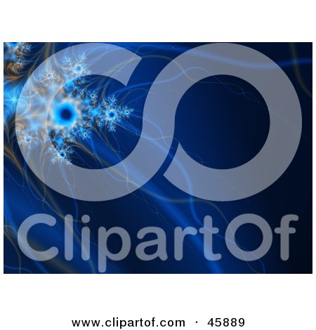 Royalty-free (RF) Clipart Illustration of a Blue Fractal Jellyfish Background With Long Tentacles by ShazamImages