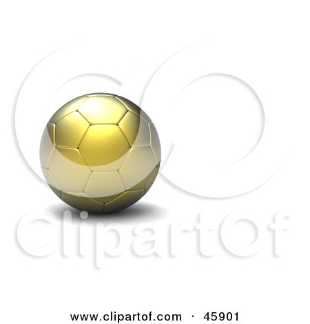 Royalty-Free (RF) Clipart Illustration of a Still Golden 3d Soccer Ball by chrisroll