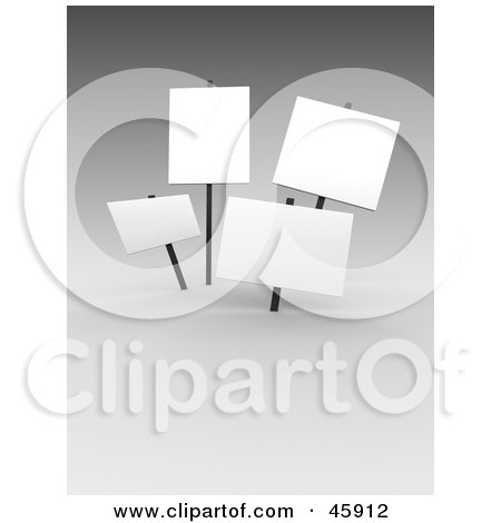 Royalty-Free (RF) Clipart Illustration of Blank White Signs On Posts by chrisroll