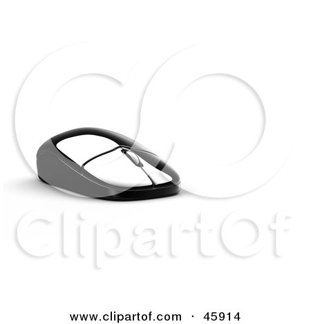 Royalty-Free (RF) Clipart Illustration of a Shiny Reflective Black 3d Wireless Computer Mouse by chrisroll