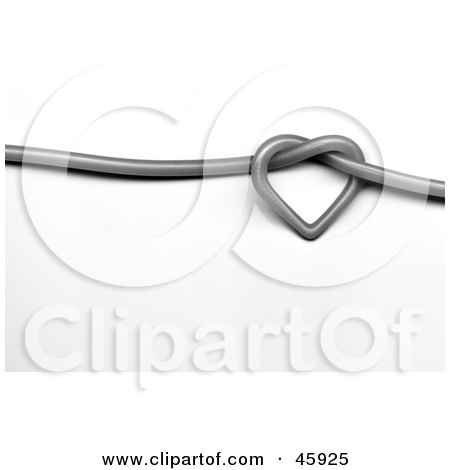 Royalty-Free (RF) Clipart Illustration of a 3d Gray Cable Tied In A Heart Shaped Knot by chrisroll