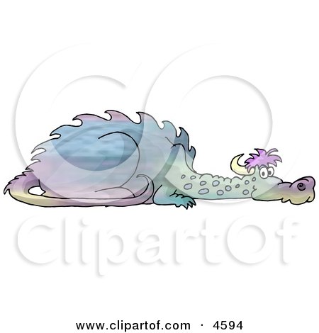 Young Mythical Dragon Laying On the Ground Clipart by djart