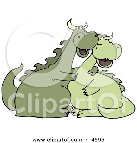 Happy Dragon Couple Hugging Each Other Clipart by djart