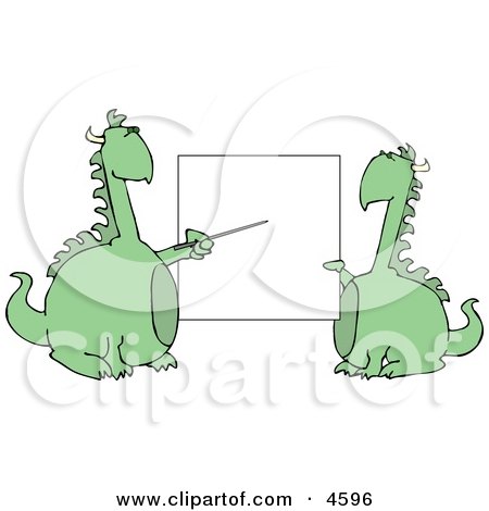 Anthropomorphic Dragon Pointing at a Black Poster Board Clipart by djart