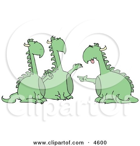 Anthropomorphic Dragon Accusing Two Dragons of Doing Something Wrong Clipart by djart