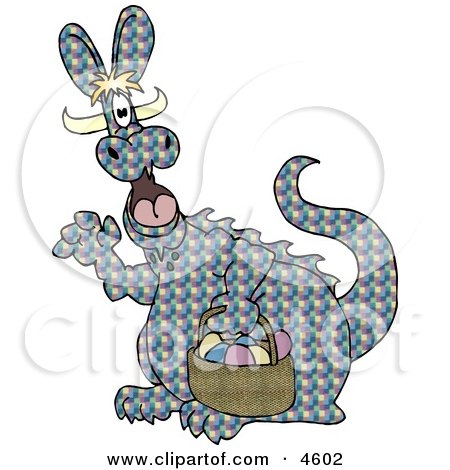 Happy Dragon Hunting for Easter Eggs Clipart by djart