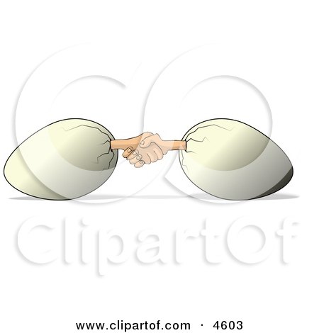 Concept of Two Eggs Shaking Hands Clipart by djart