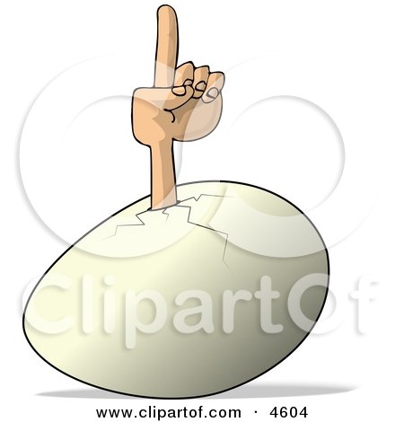 Concept of an Egg Pointing Finger Up Clipart by djart