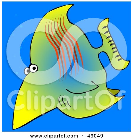 Royalty-Free (RF) Clipart Illustration of a Wary Yellow Saltwater Fish In The Blue Sea by djart