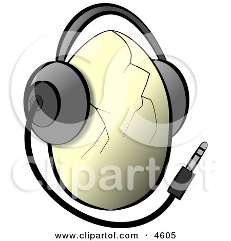Egg Wearing Music Headphones Clipart by djart