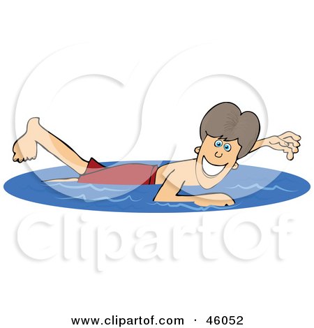 Royalty-Free (RF) Clipart Illustration of a Happy Boy Swimming On Summer Vacation by djart