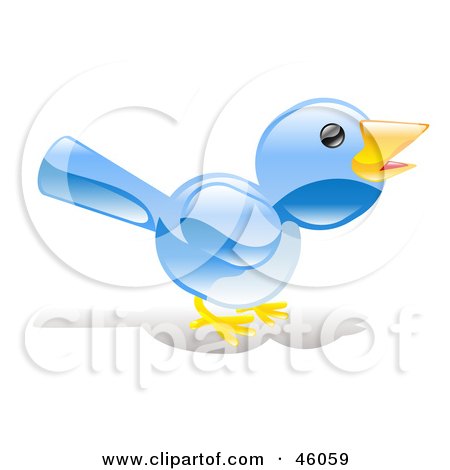 Royalty-Free (RF) Clipart Illustration of a Chatty Blue Bird Chirping by AtStockIllustration