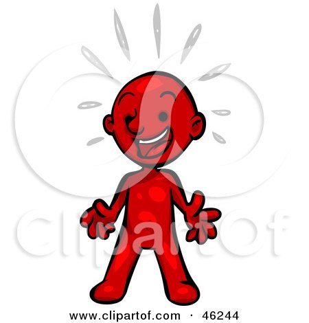 Royalty-Free (RF) Clipart Illustration of a Surprised Red Smartoon Character Smiling by Tonis Pan