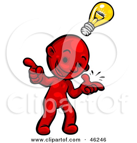 Royalty-Free (RF) Clipart Illustration of a Red Smartoon Character Coming Up With A Solution by Tonis Pan