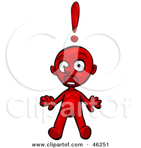 Royalty-Free (RF) Clipart Illustration of a Red Smartoon Character Jumping Back In Shock by Tonis Pan