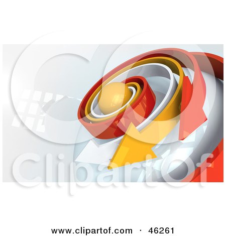 Royalty-Free (RF) Clipart Illustration of an Unwinding 3d Coil Of Red, Orange And White Arrows by Tonis Pan