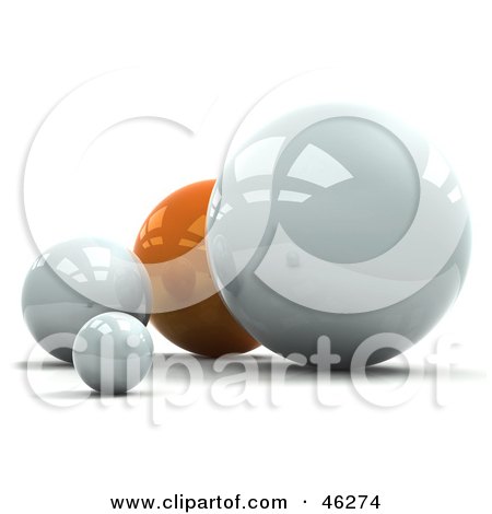 Royalty-Free (RF) Clipart Illustration of a 3d Orange Sphere Behind White Ones by Tonis Pan