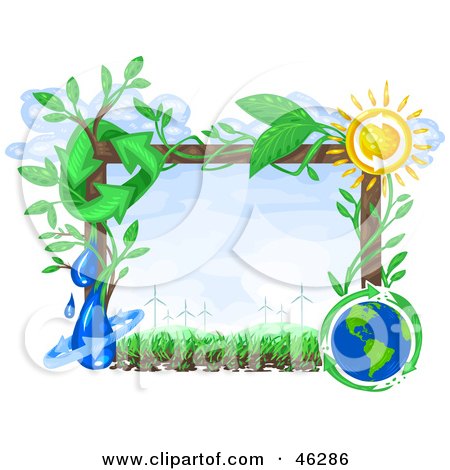 Royalty-Free (RF) Clipart Illustration of a Renewable Energy Scene Frame by Tonis Pan