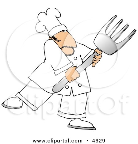 Male Chef with a Big Fork Clipart by djart