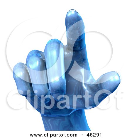 Royalty-Free (RF) Clipart Illustration of a 3d Blue Metal Hand Pointing Outward by Tonis Pan