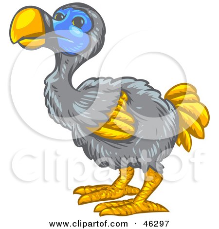 Royalty-Free (RF) Clipart Illustration of an Extinct Gray, Blue And Orange Dodo Bird by Tonis Pan