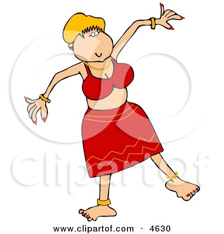 Young Girl Dancing In a Red Skirt Clipart by djart