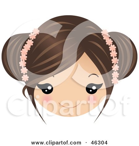 Royalty-Free (RF) Clipart Illustration of a Girl With Brunette Hair, Wearing Floral Accessories by Melisende Vector