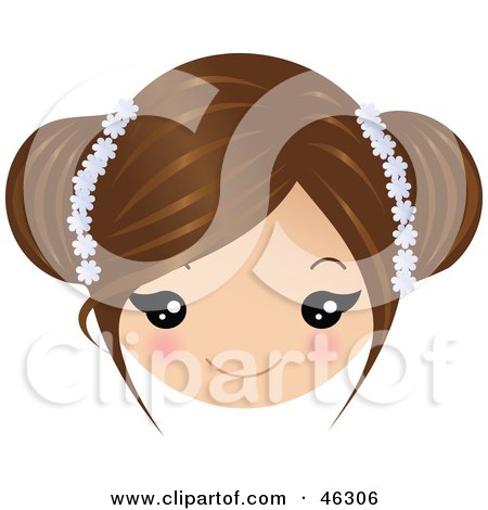 Royalty-Free (RF) Clipart Illustration of a Girl With Brown Hair, Wearing Floral Accessories by Melisende Vector