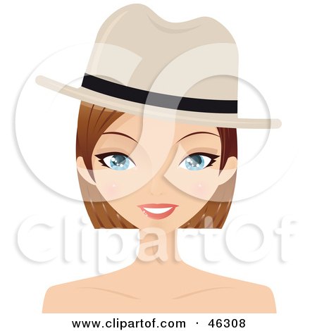 Royalty-Free (RF) Clipart Illustration of a Pretty Dirty Blond Woman Wearing A Beige Hat by Melisende Vector