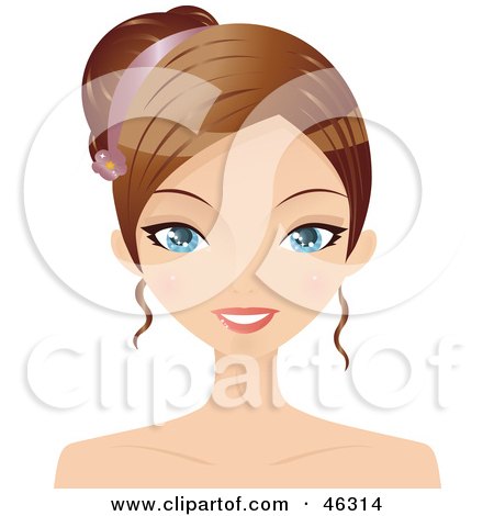 Royalty-Free (RF) Clipart Illustration of a Young Woman Wearing Her Hair Up With A Ribbon by Melisende Vector