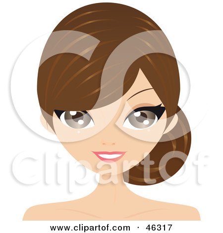 Royalty-Free (RF) Clipart Illustration of a Woman With Bangs And A Low Side Pony Tail by Melisende Vector
