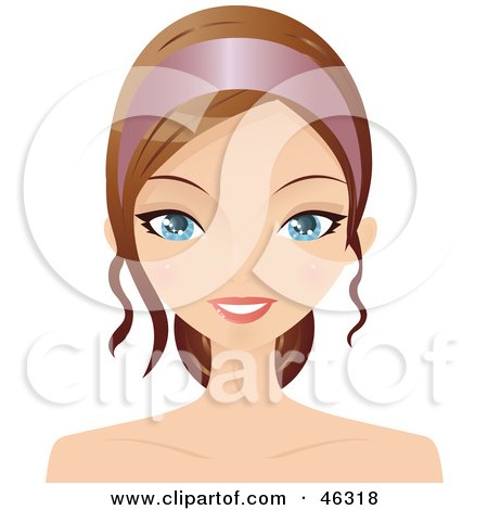 Royalty-Free (RF) Clipart Illustration of a Beautiful Young Woman Wearing A Thick Pink Head Band by Melisende Vector