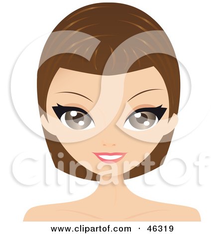 Royalty-Free (RF) Clipart Illustration of a Brunette Woman With Her Hair Slightly Past Her Chin by Melisende Vector