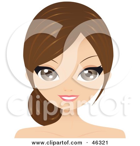 Royalty-Free (RF) Clipart Illustration of a Pretty Brunette Woman Wearing Her Hair Back In A Low Ponytail by Melisende Vector