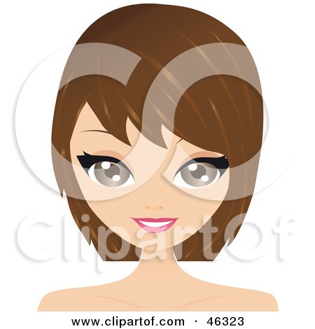 Royalty-Free (RF) Clipart Illustration of a Brunette Woman With A Cute Layered Hair Cut by Melisende Vector
