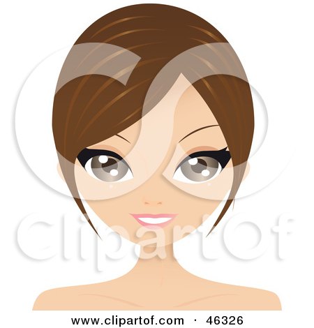 Royalty-Free (RF) Clipart Illustration of a Brunette Woman With Long Side Bangs by Melisende Vector